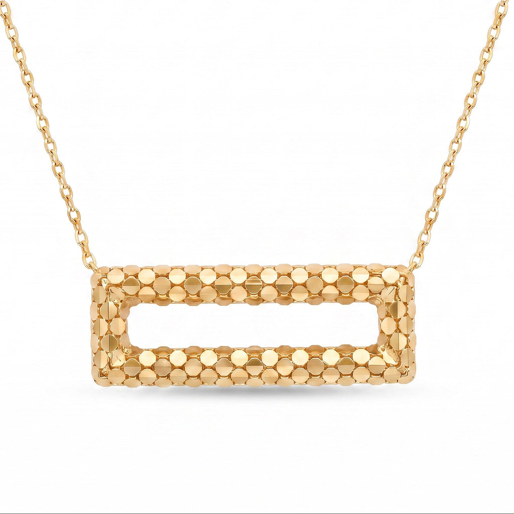 18K Yellow Gold Rectangle Chain Necklace