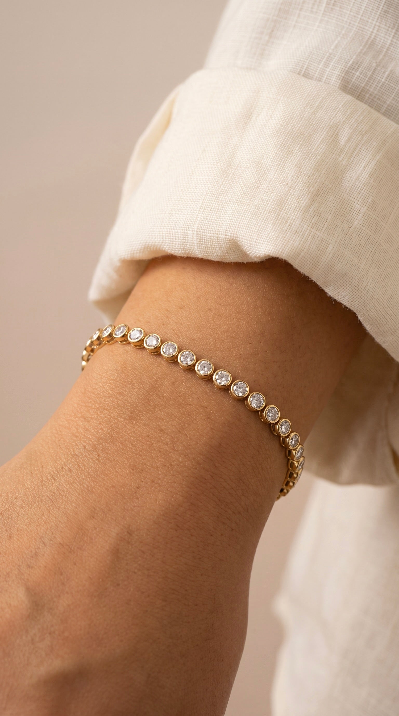 Diamond Yellow Gold Bezel Tennis Bracelet