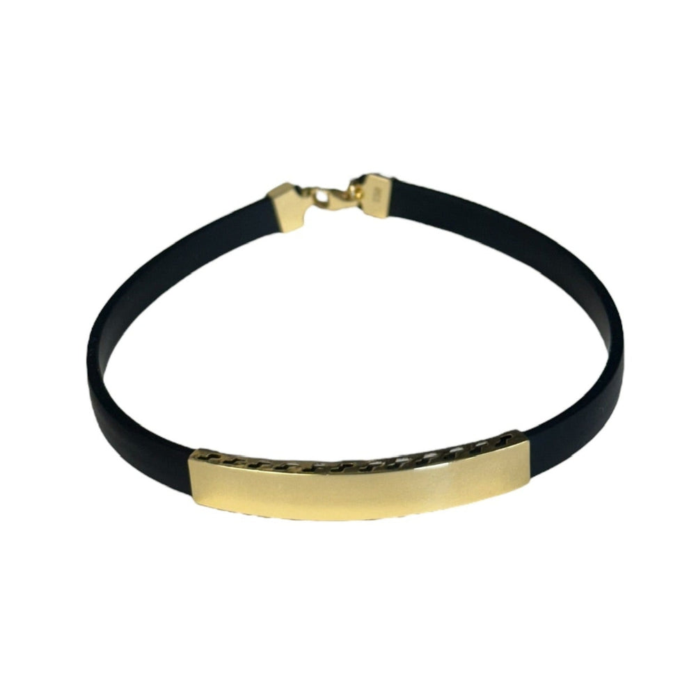 18K Gold Black Rubber Bracelet