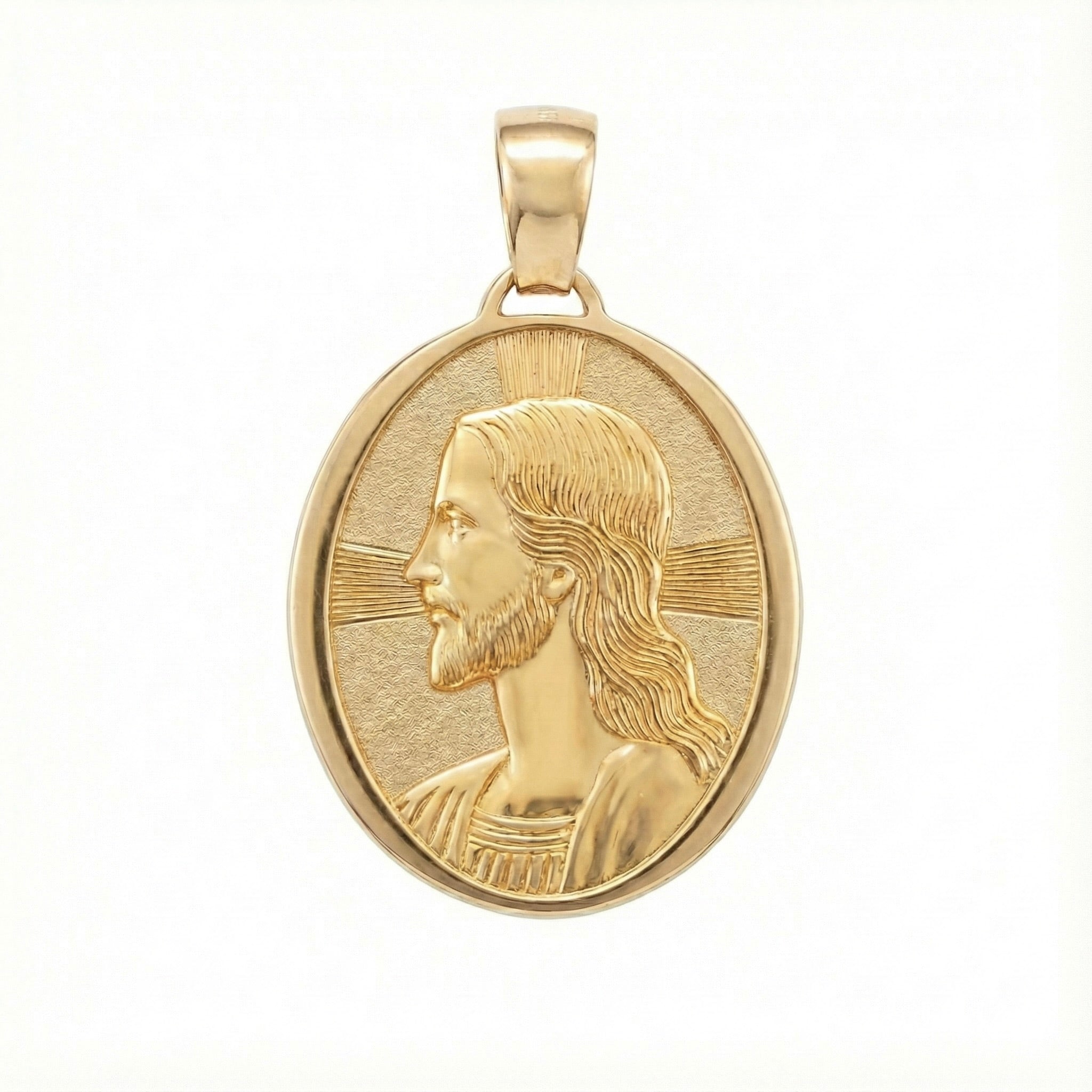 18K Yellow Gold Pendant Jesus Icon