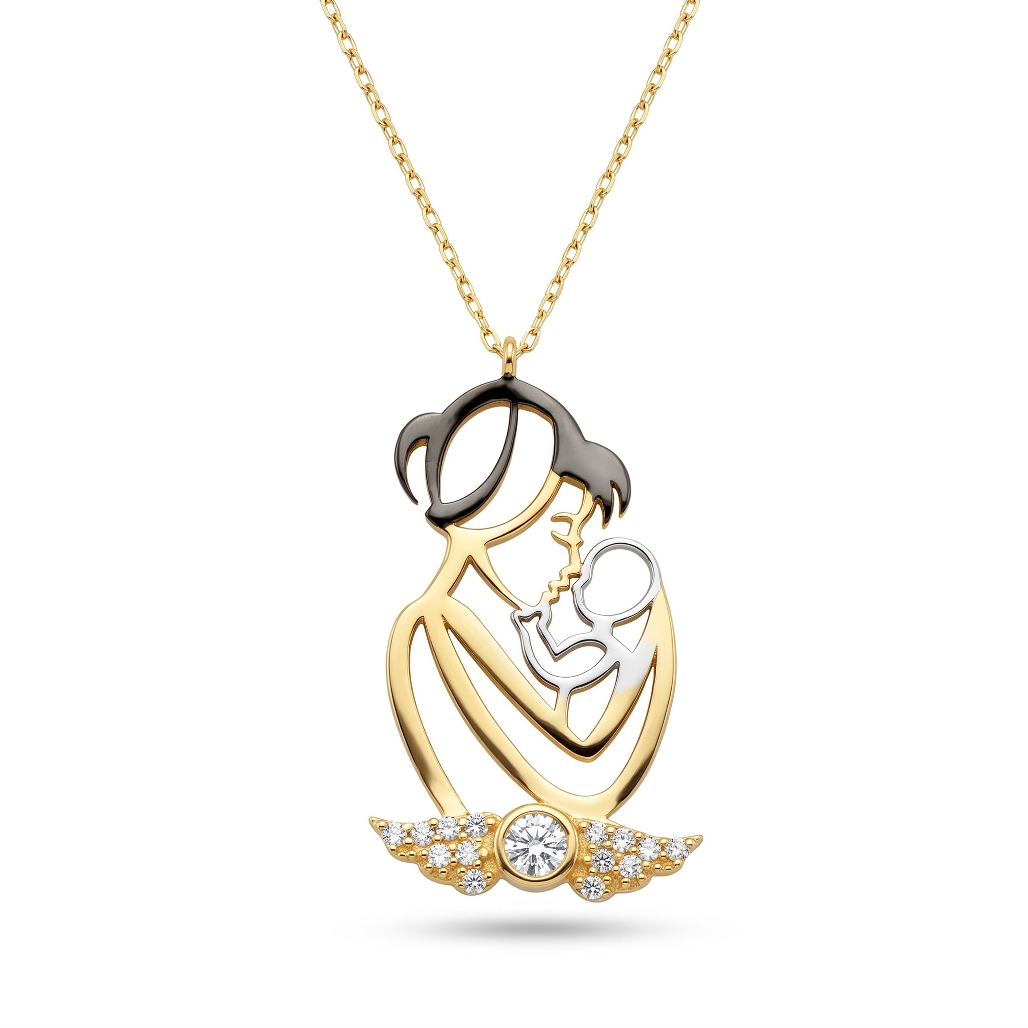 18K Two Tone Gold Cubic Zirconia Black Rhodium Necklace