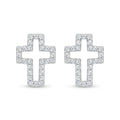 Diamond White Gold Cross Stud Earrings