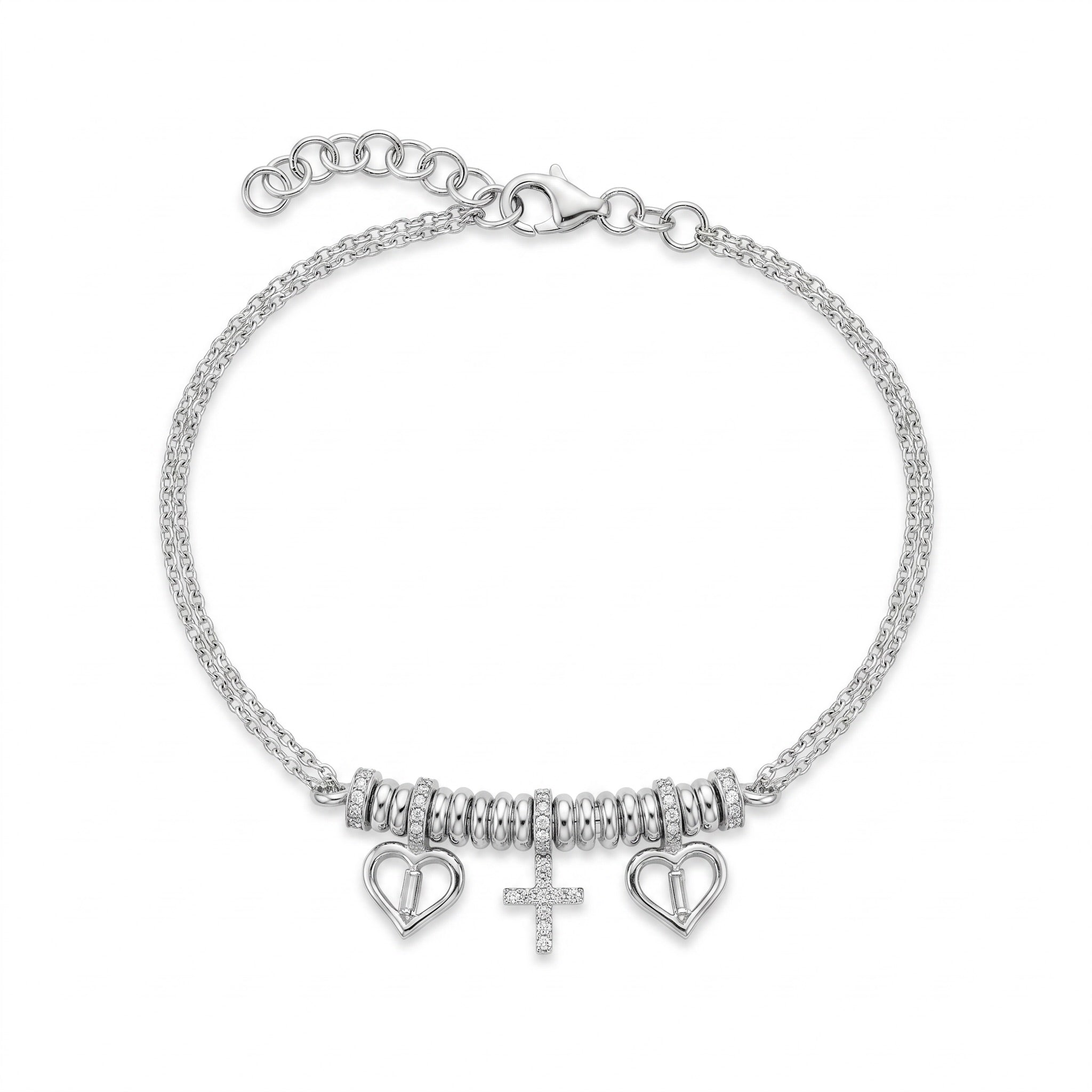 Diamond White Gold Double Chain Bracelet