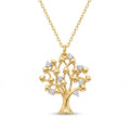 18K Gold Cubic Zirconia Heart Tree Necklace