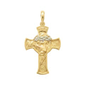 18K Gold Medium Two Tone Jesus Face Cross Pendant