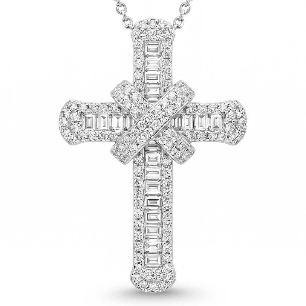 Diamond White Gold Cross Chain Necklace