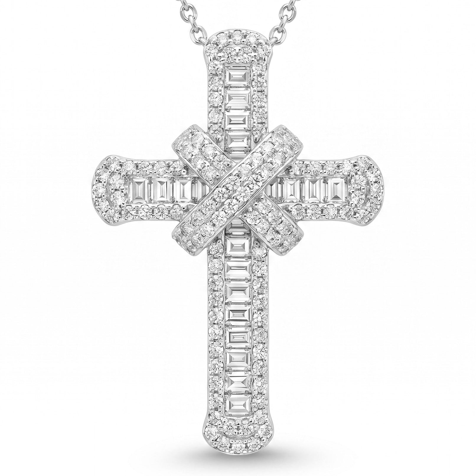 Diamond White Gold Cross Chain Necklace