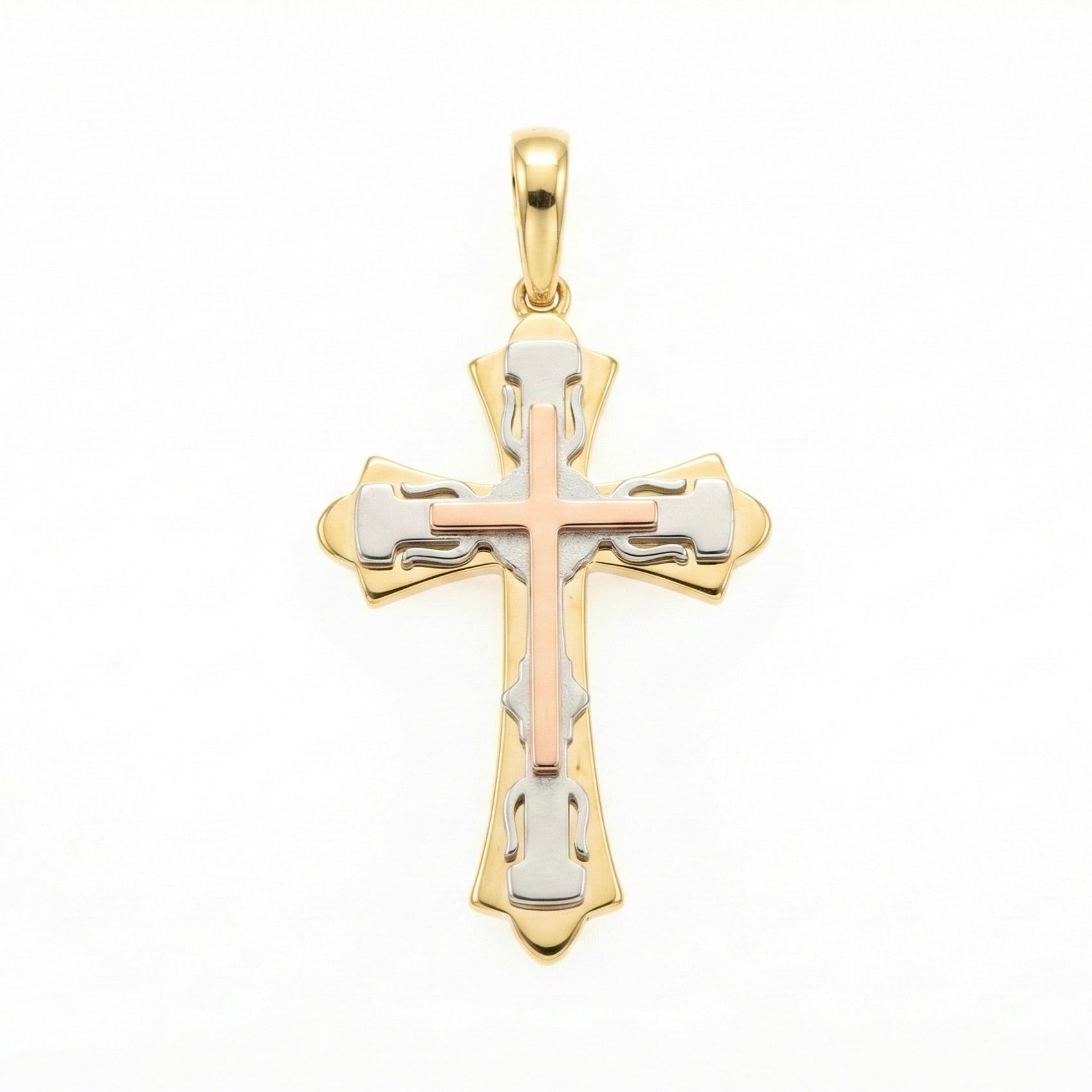 18K Multicolor Gold Cross Pendant