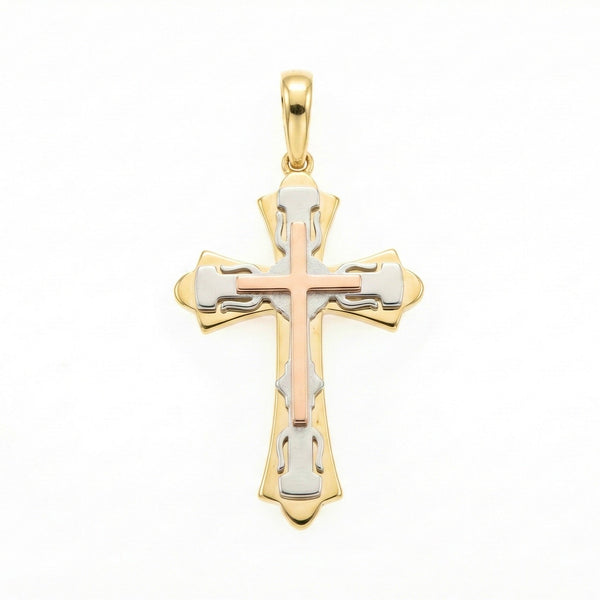 18K Multicolor Gold Cross Pendant