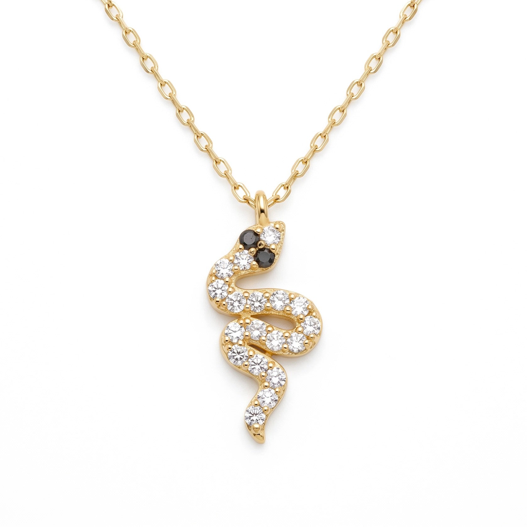 18K Yellow Gold Cubic Zirconia Snake Chain Necklace
