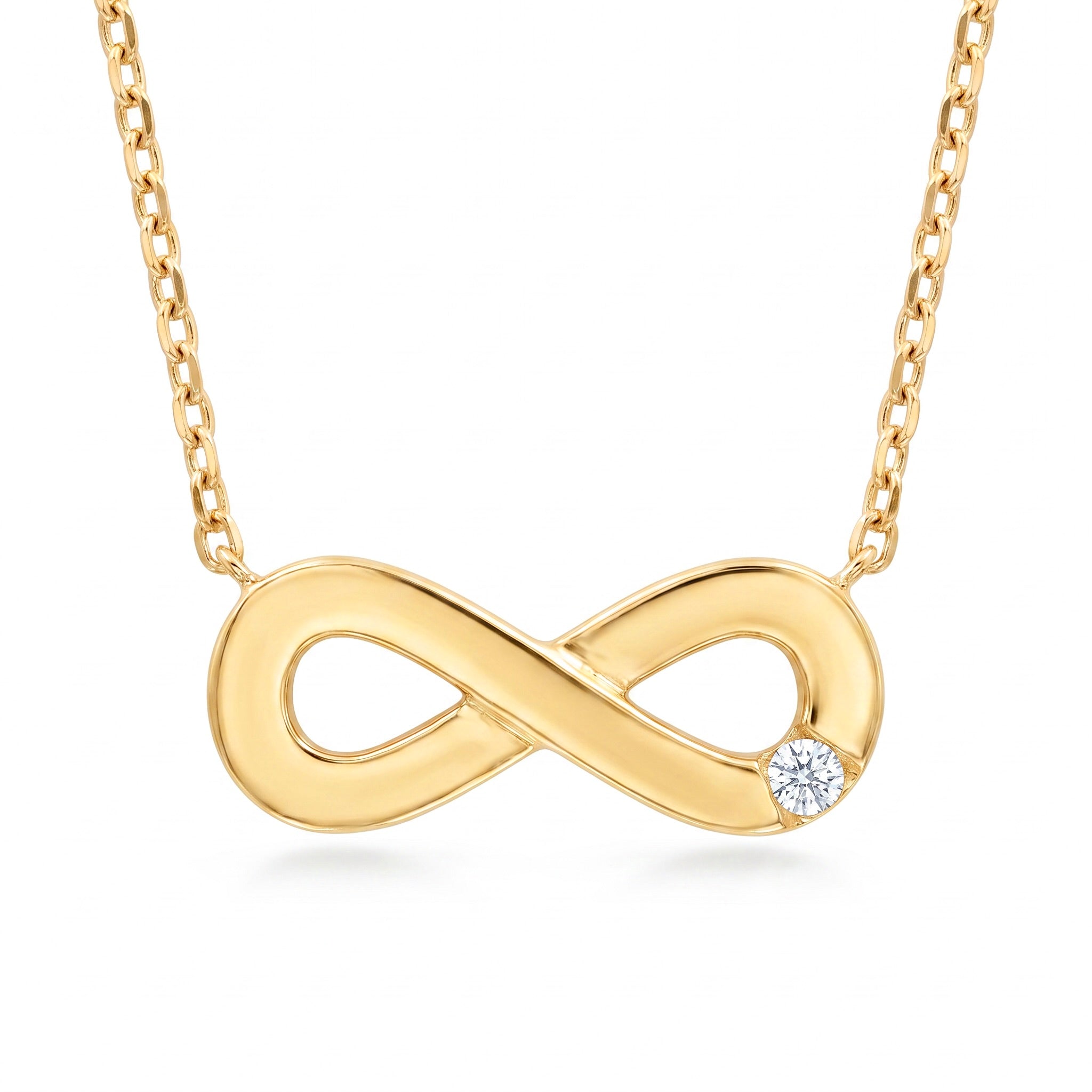 18K Yellow Gold Cubic Zirconia Infinity Necklace