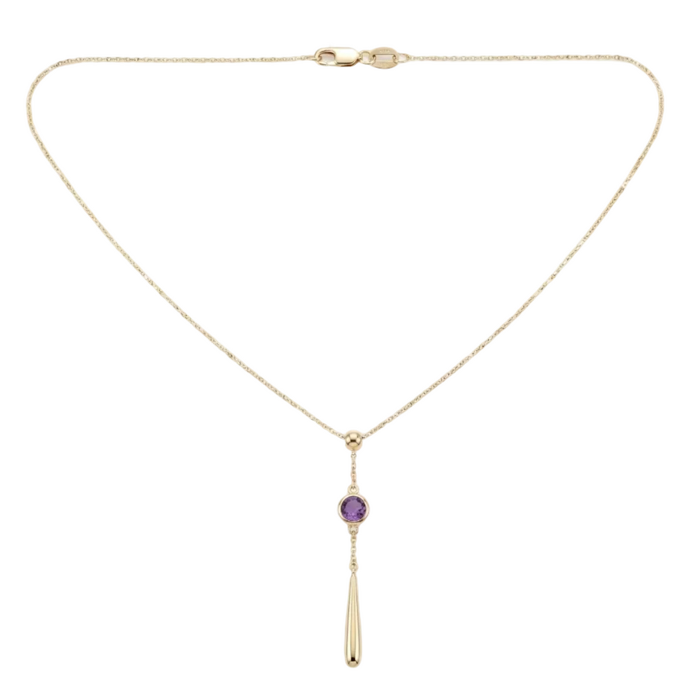 18K Yellow Gold Amethyst Chain Necklace