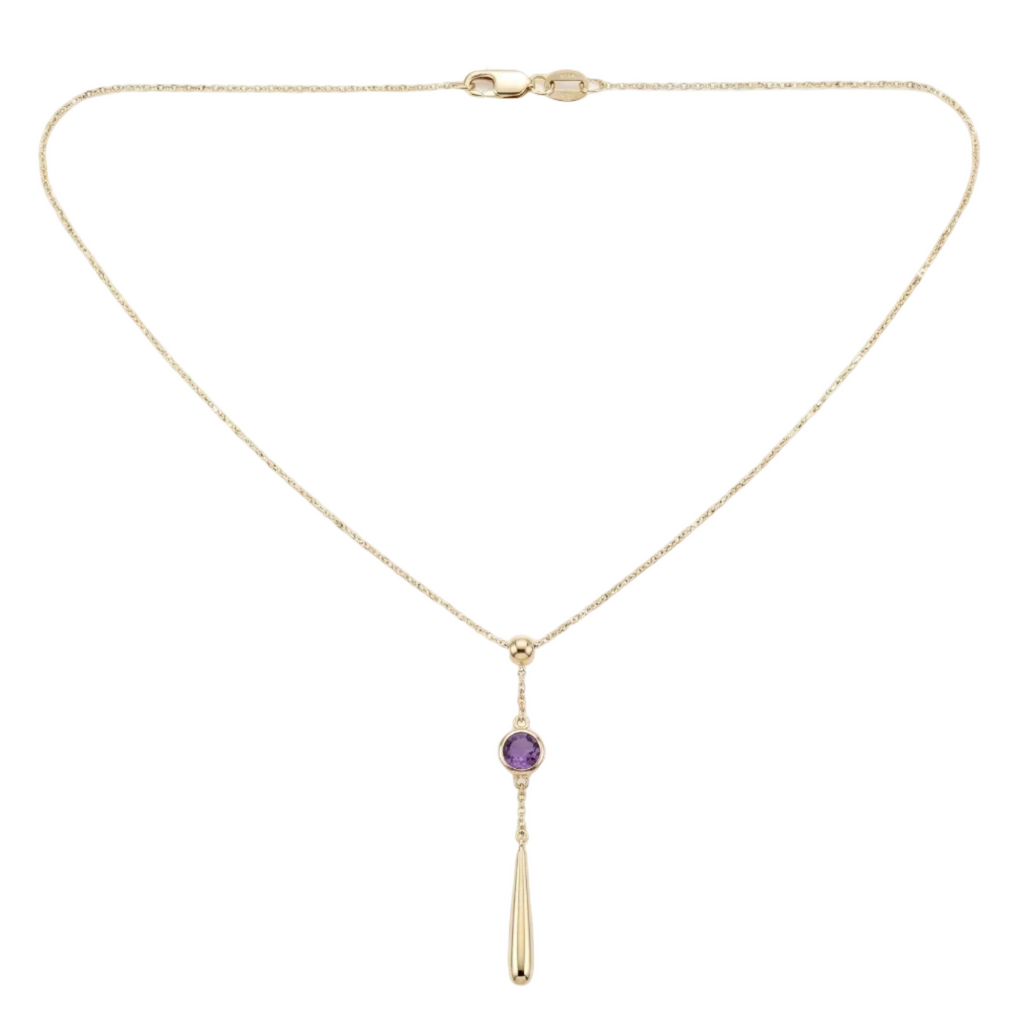 18K Yellow Gold Amethyst Chain Necklace