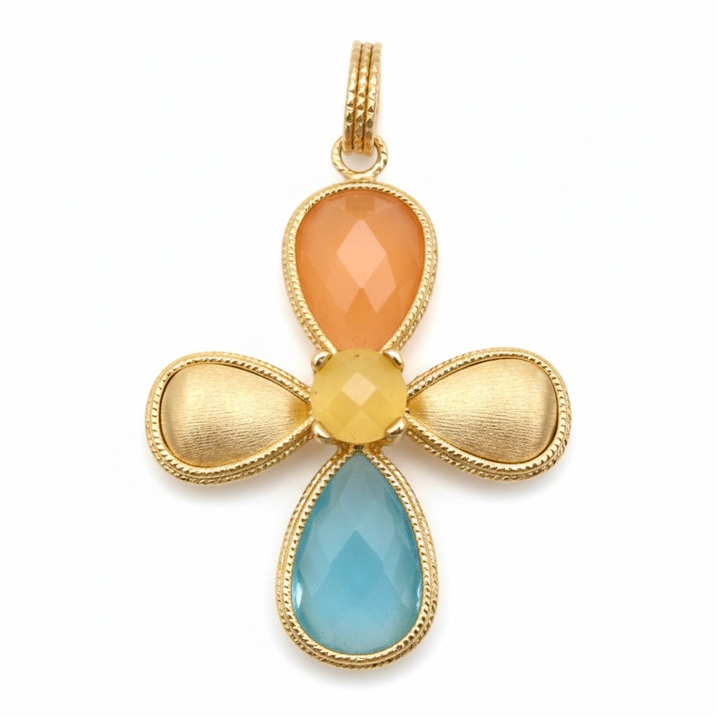 18K Yellow Gold Gemstone Pendant