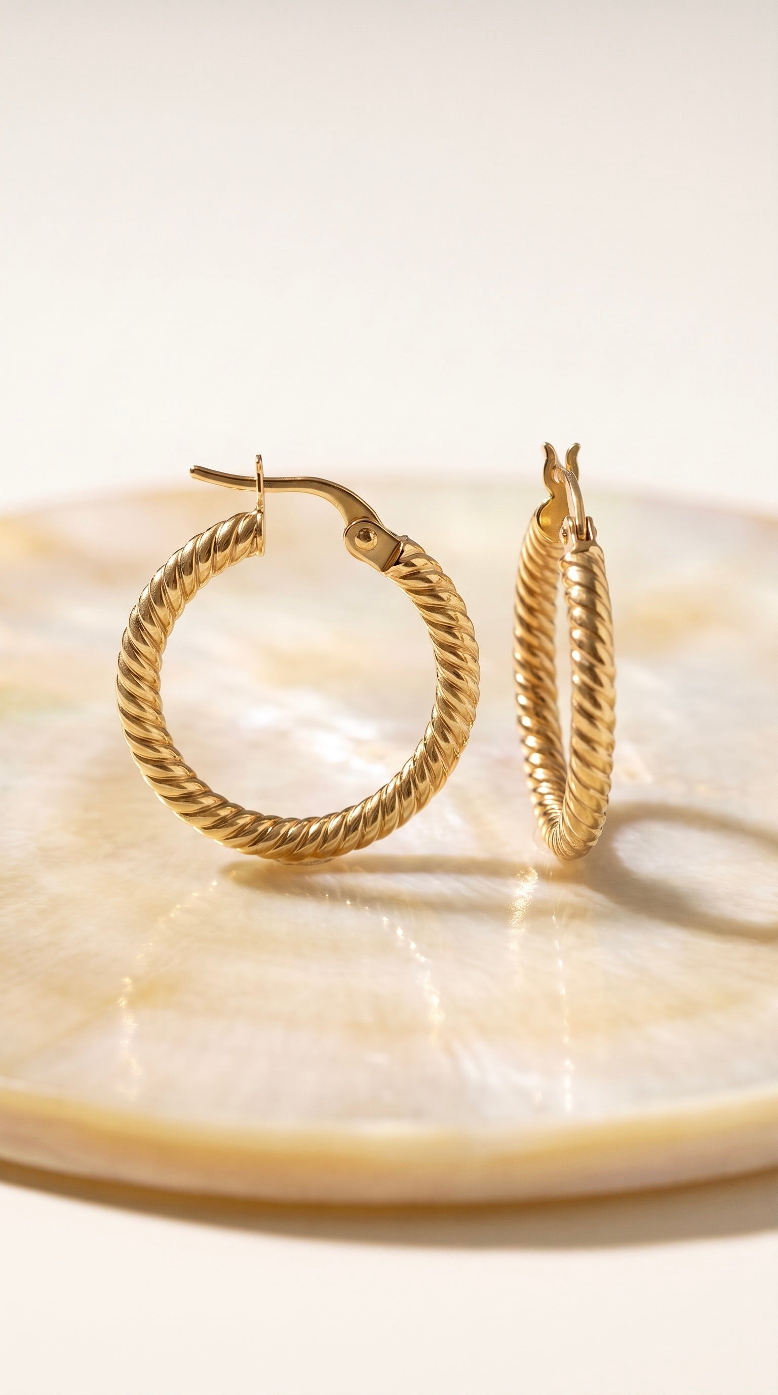 18K Yellow Gold Circle Hoop Earrings