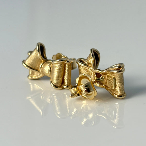 18k Gold Earrings Cross Stud Push Back Screw
