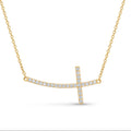 Diamond Yellow Gold Cross Pendant Necklace
