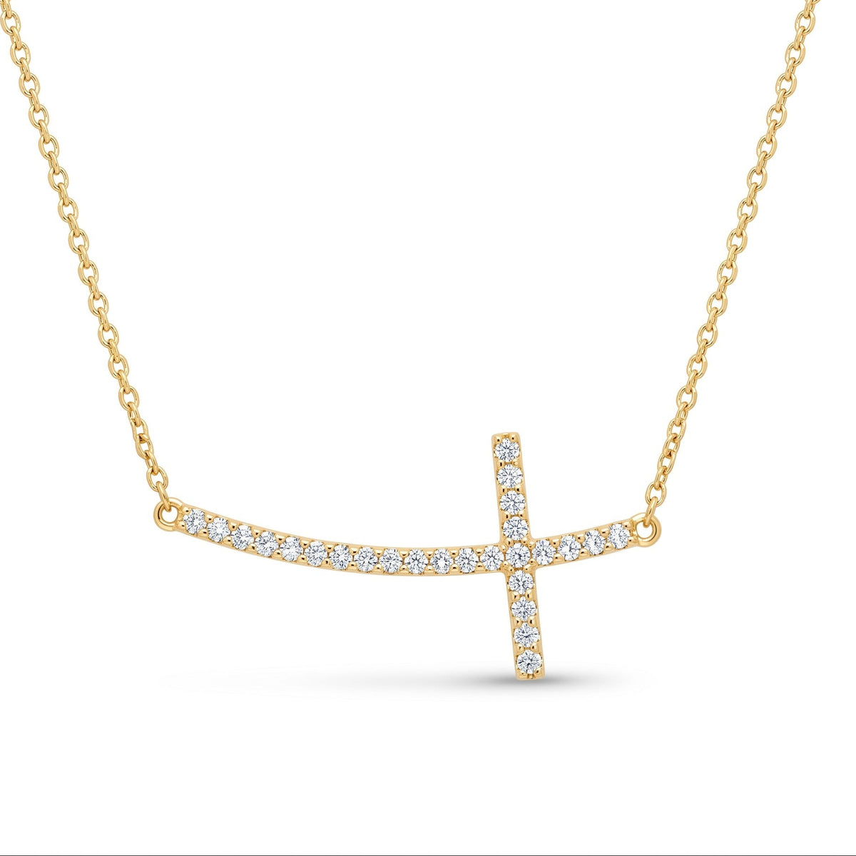 Diamond Yellow Gold Cross Pendant Necklace