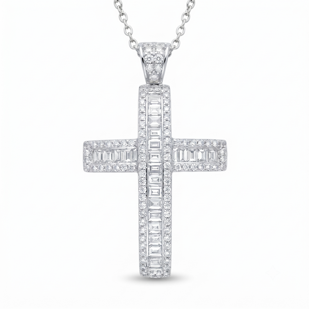 Diamond White Gold Cross Necklace