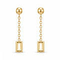 18K Yellow Gold Rectangle Dangle Earrings