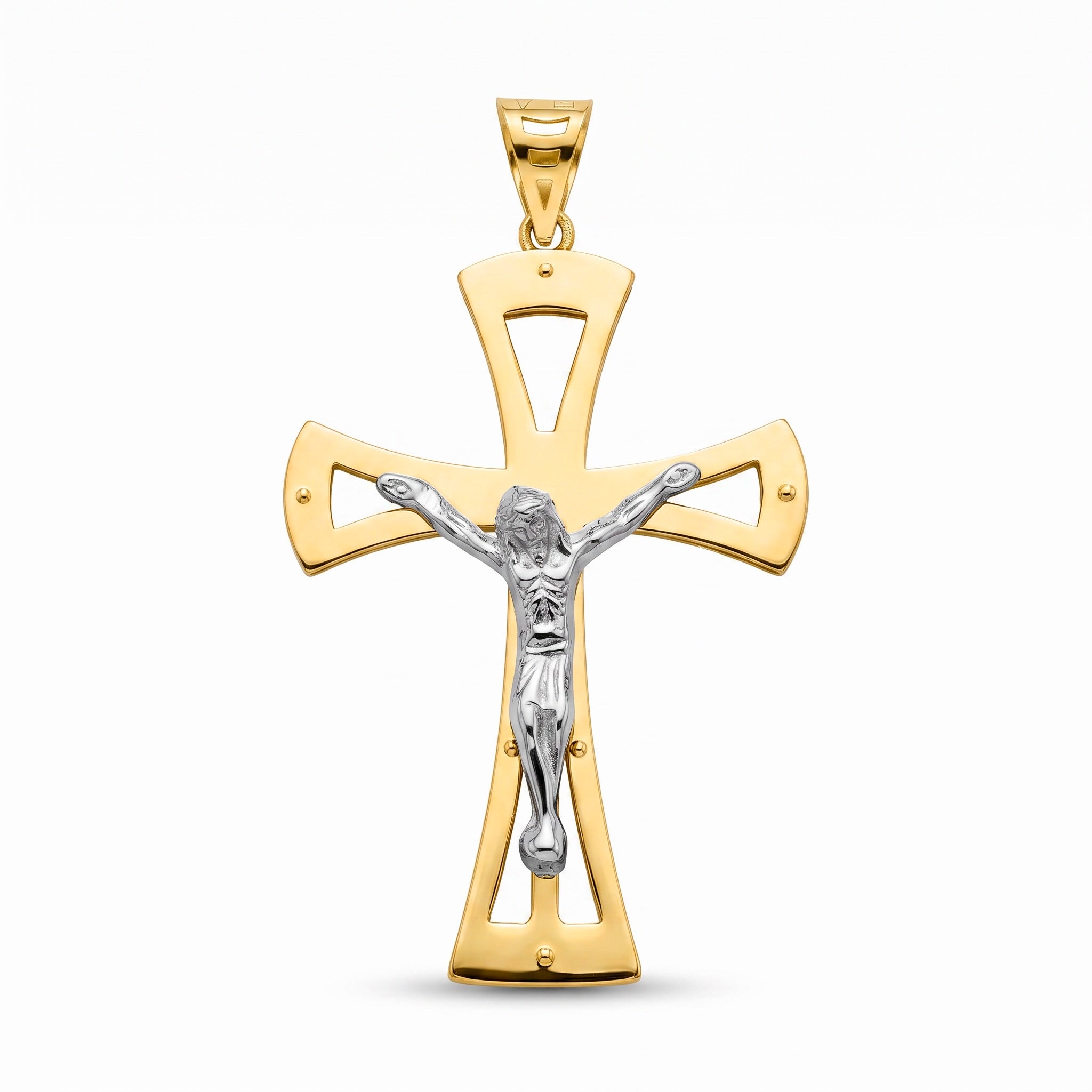 18K Two Tone Gold Crucifix Pendant