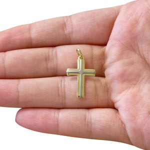 18k Gold Two Tone Cross Pendant