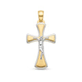 18k Gold Two Tone Crucifix Pendant