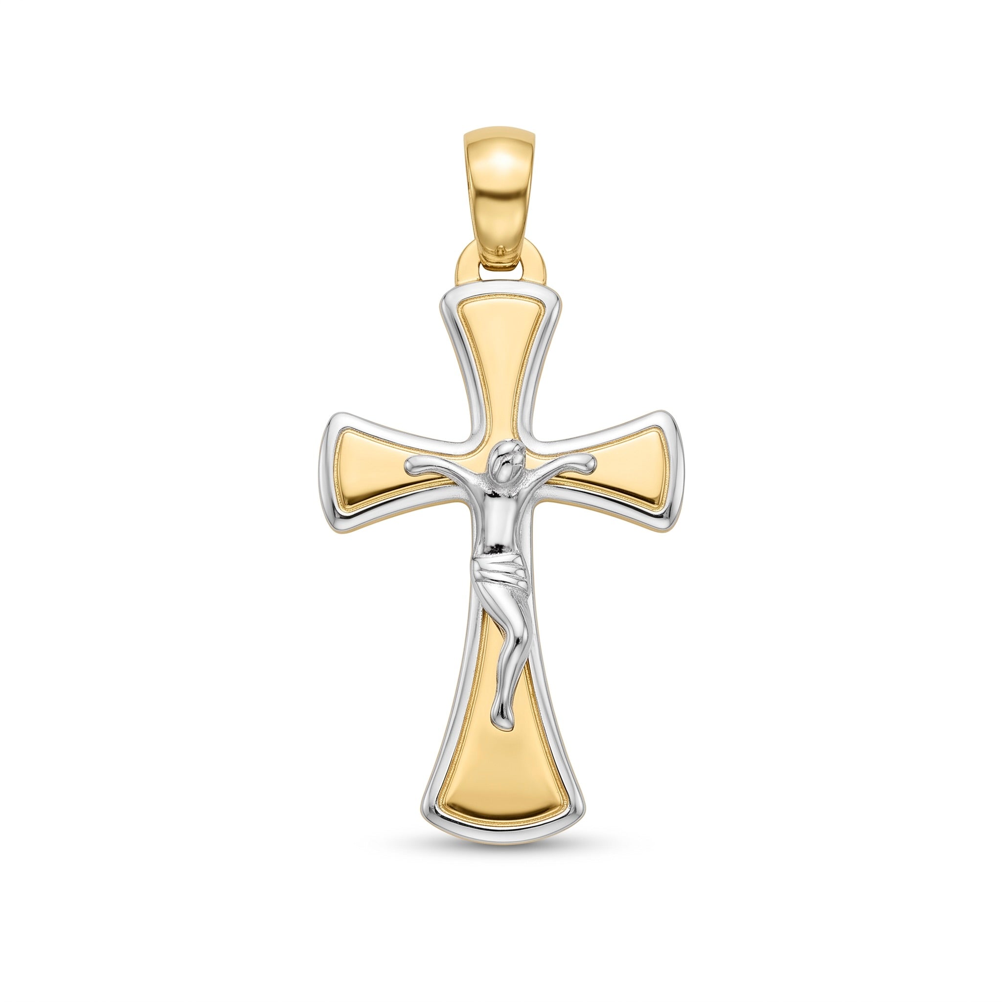 18k Gold Two Tone Crucifix Pendant