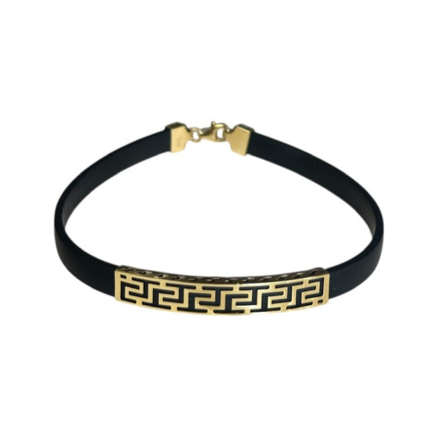 18K Gold Black Rubber Bracelet