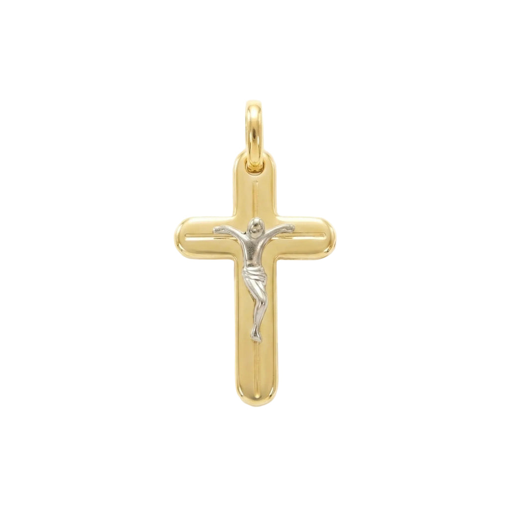 18k Gold Two Tone Crucifix Pendant