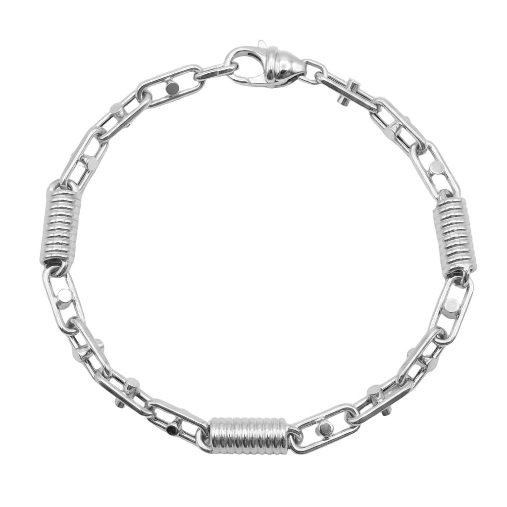 Men 18K White Gold Chain Bracelet