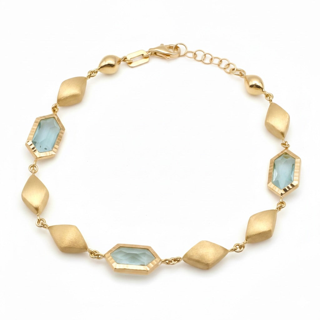 18K Yellow Gold Aquamarine Motif Bracelet