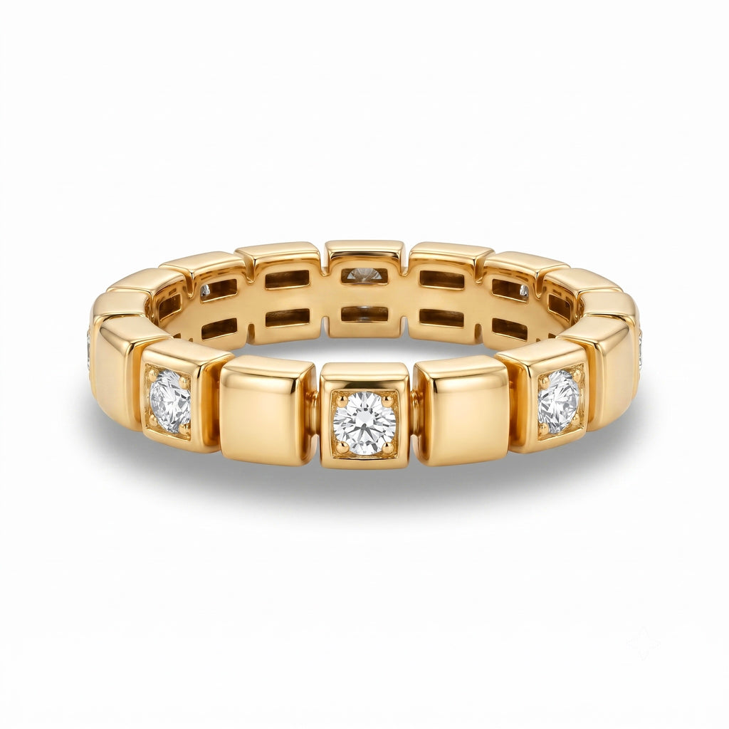Diamond Yellow Gold Square Band