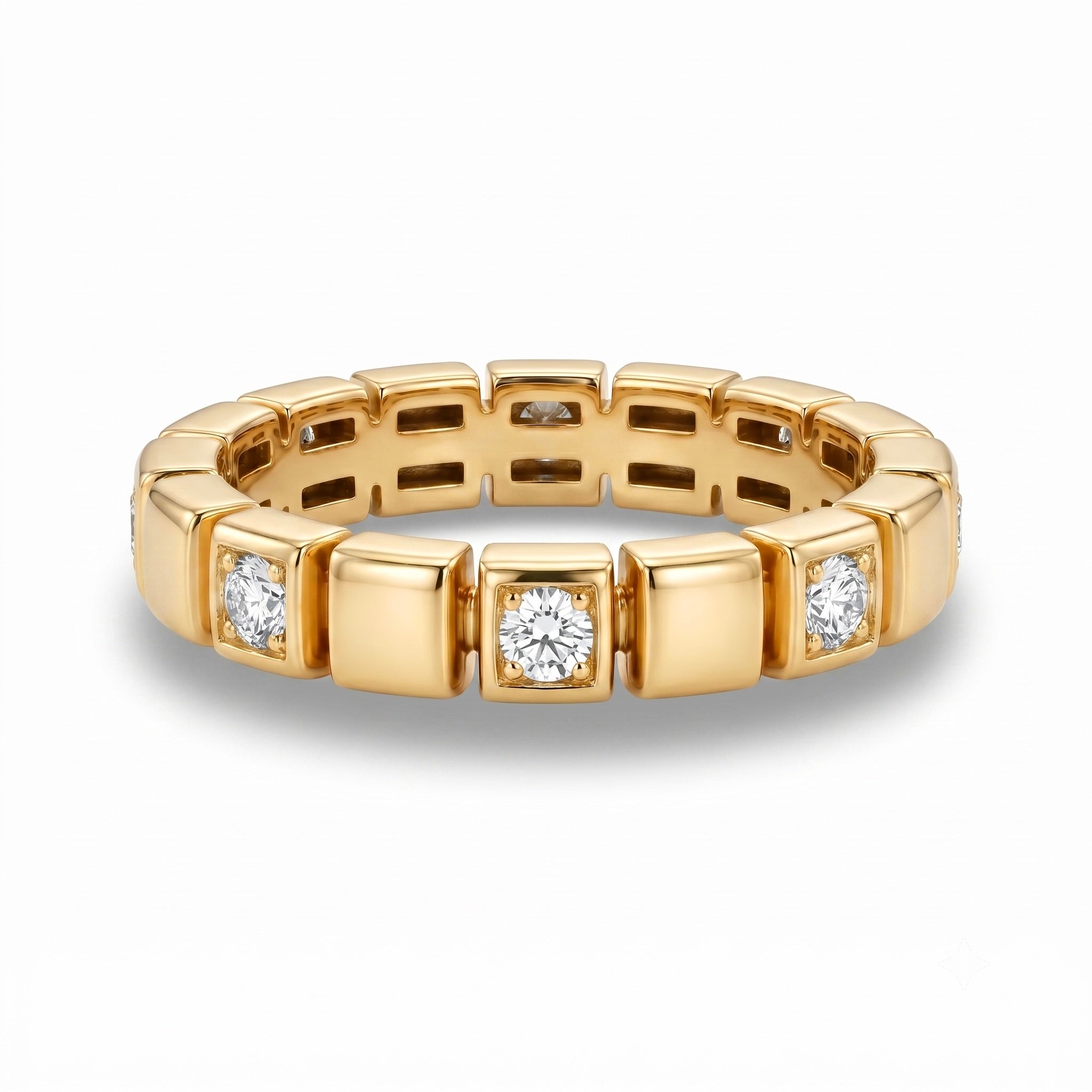 Diamond Yellow Gold Square Band