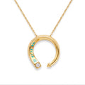 18K Yellow Gold Cubic Zirconia Blue Enamel Chain Necklace