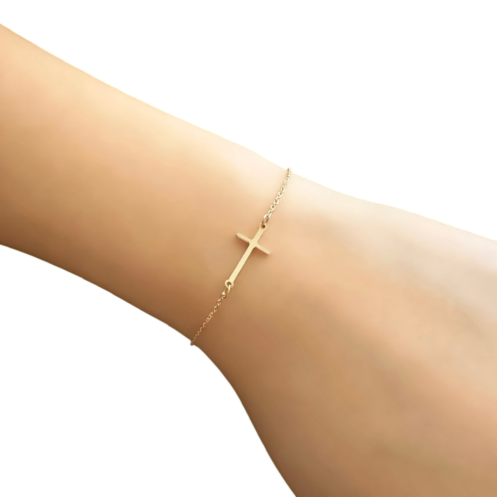 18K Gold Cross Bracelet