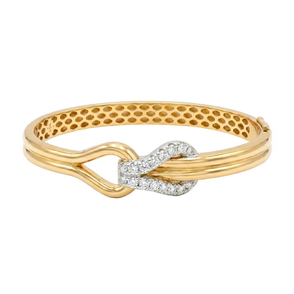 Diamond Two Tone Gold Gloss Bangle Bracelet