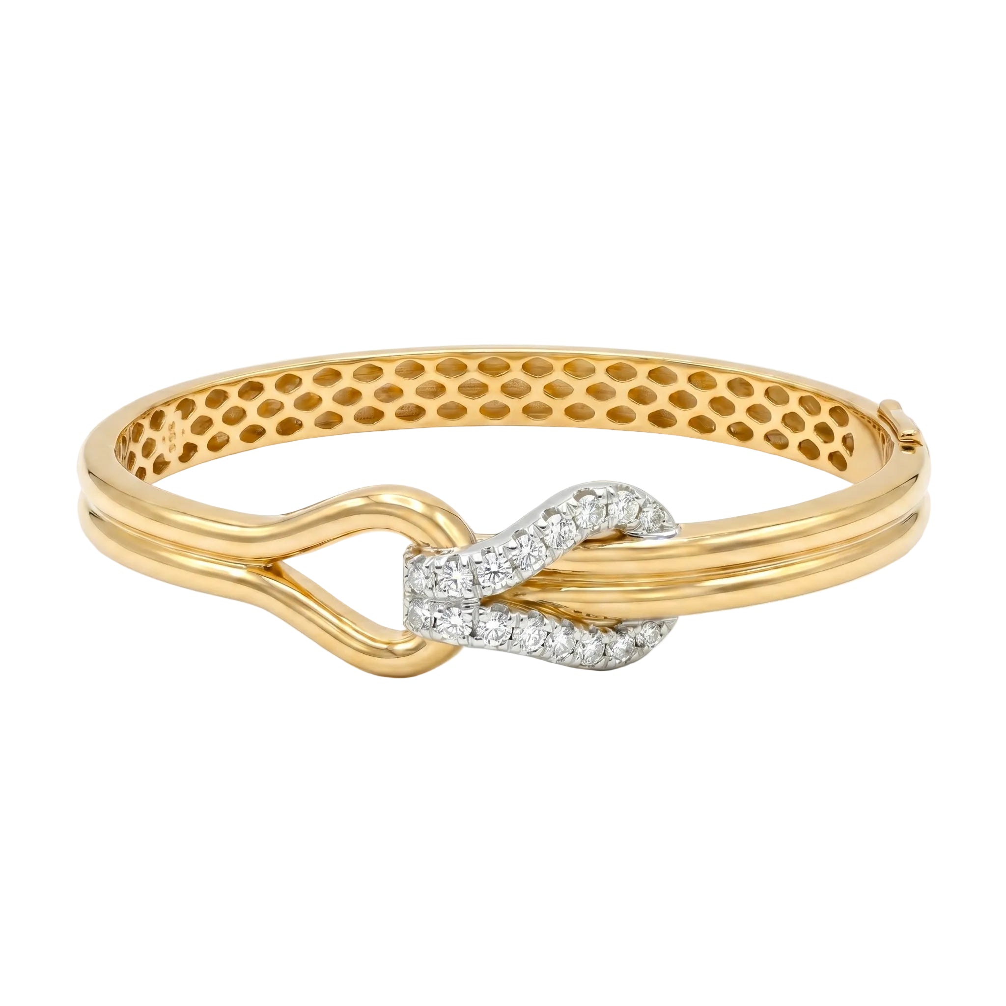 Diamond Two Tone Gold Gloss Bangle Bracelet