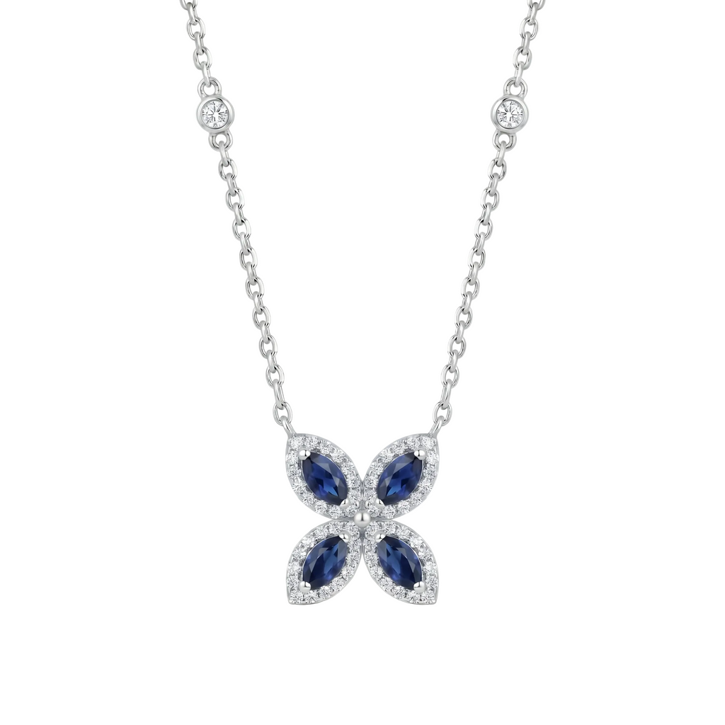 Diamond White Gold Sapphire Butterfly Necklace
