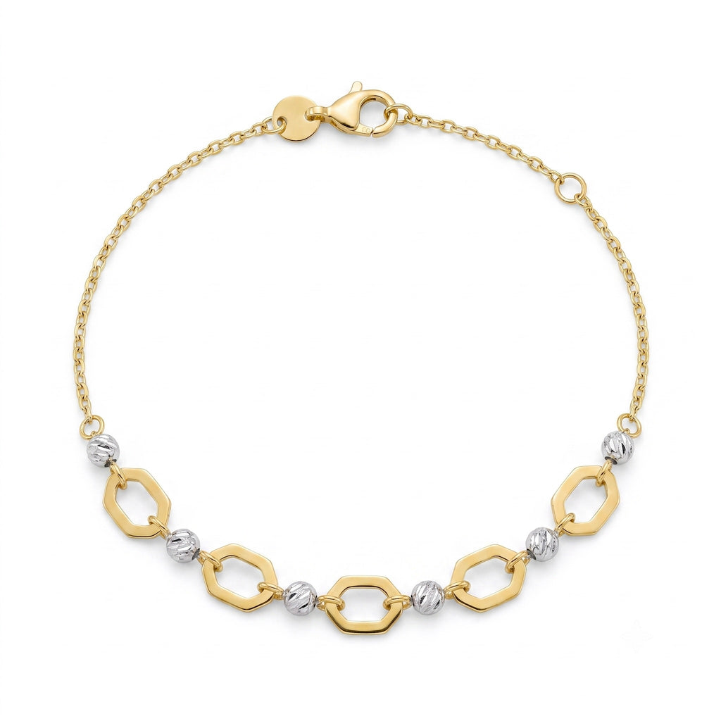 18K Two Tone Gold Hexagon Bracelet