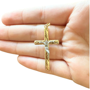 18k Gold Two Tone Cross Pendant