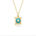 18K Yellow Gold Enamel Turtle Necklace