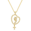 Diamond Yellow Gold St. Mary Cross Necklace