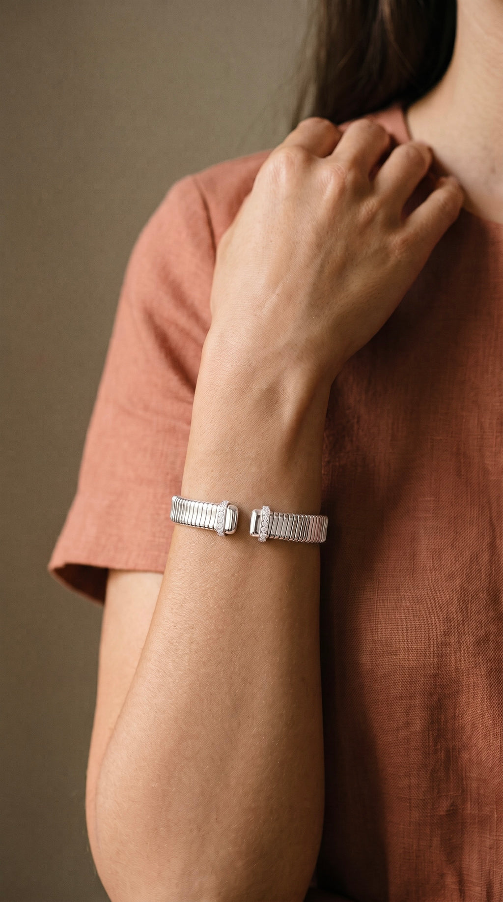 Diamond White Gold Cuff Bracelet