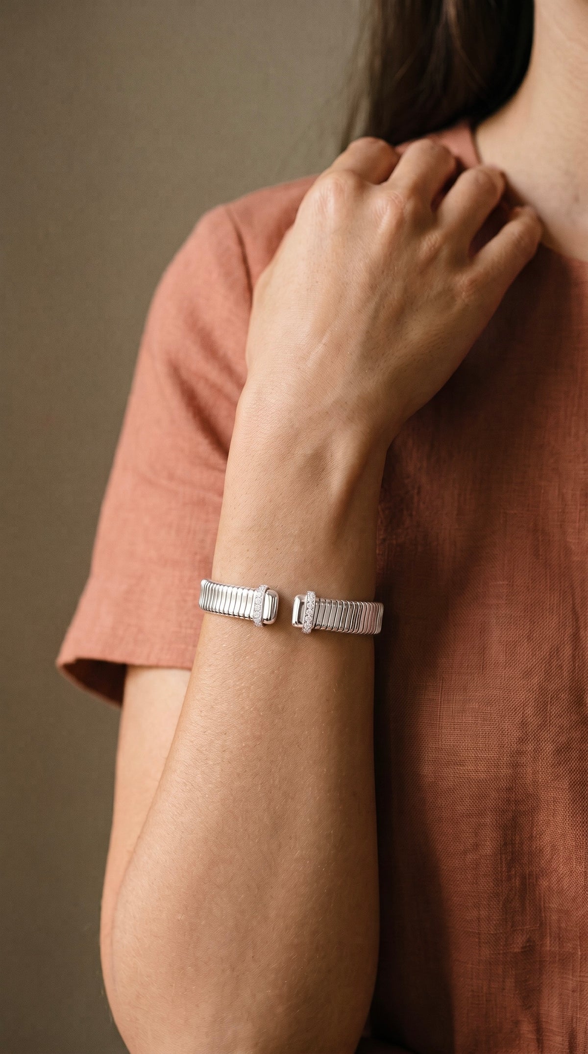 Diamond White Gold Cuff Bracelet