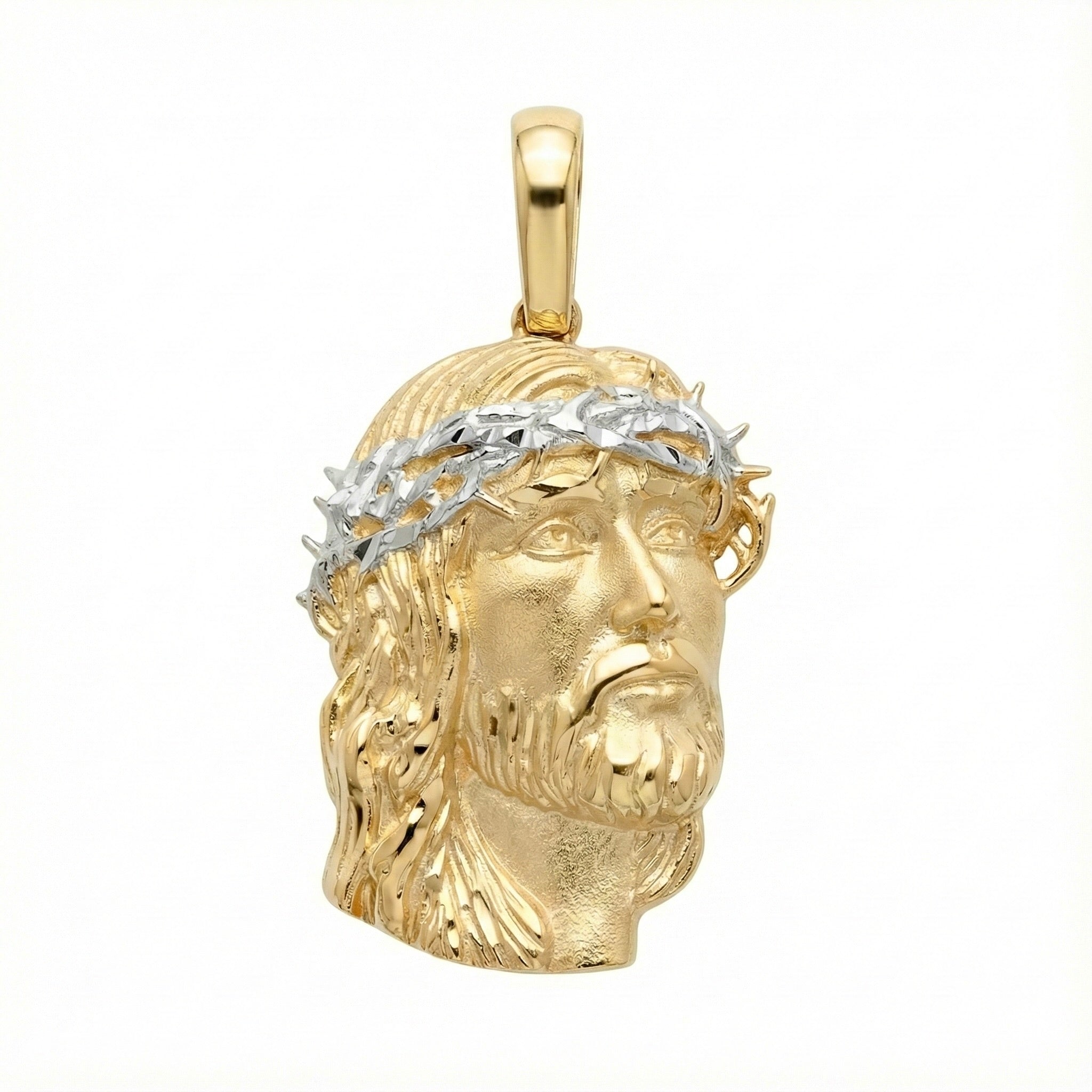 18K Two Tone Gold 3D Jesus Head Of Christ Pendant