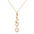 18K Yellow Gold White Chalcedony Dangle Chain Necklace