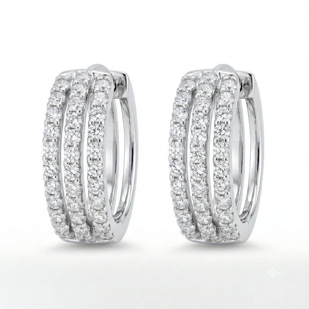 Diamond White Gold Hoop Earrings