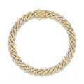 Lab Diamond Yellow Gold Cuban Link Chain Bracelet