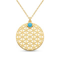 18K Yellow Gold Blue Enamel Necklace